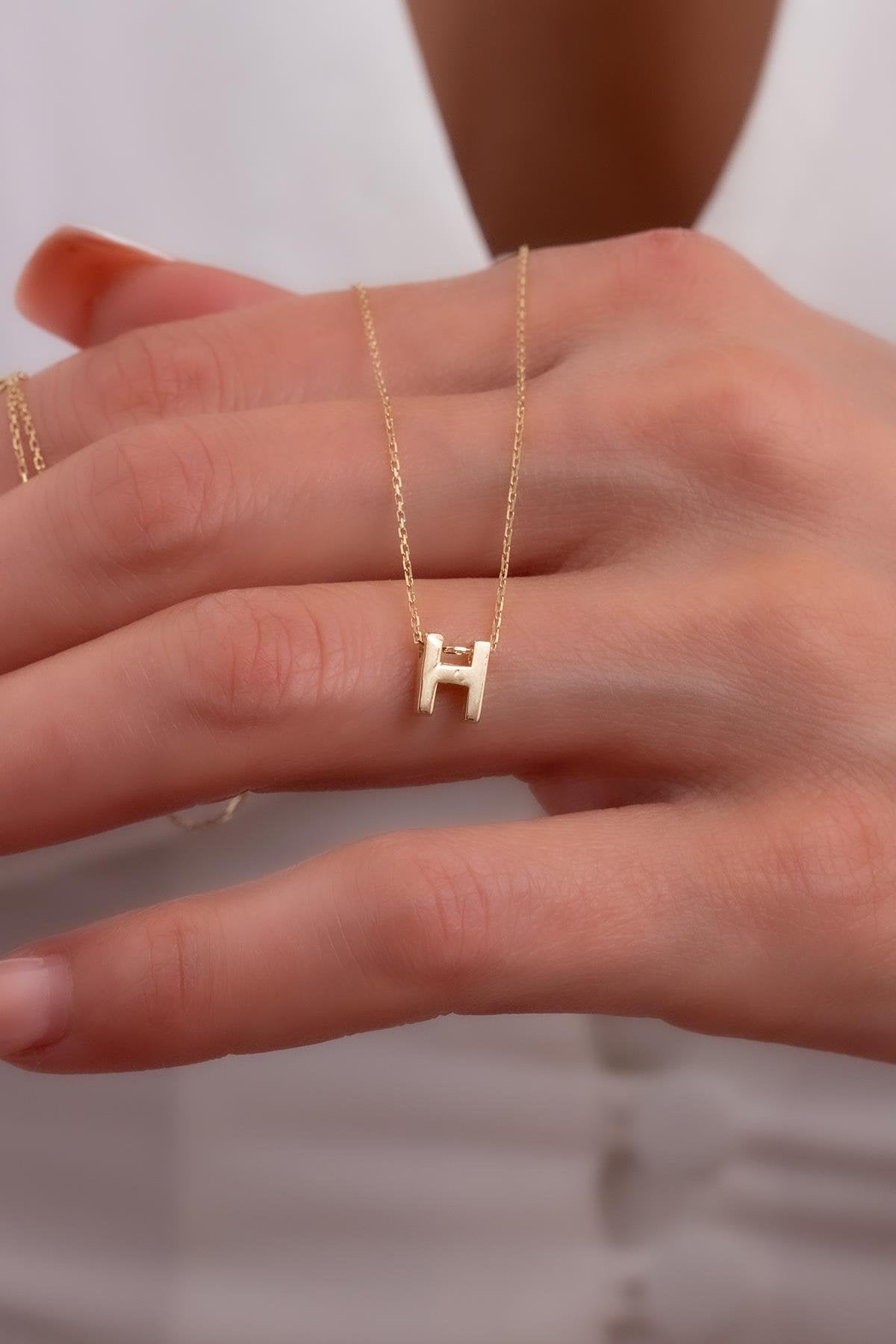 H In Gold Gold Letter H Necklace